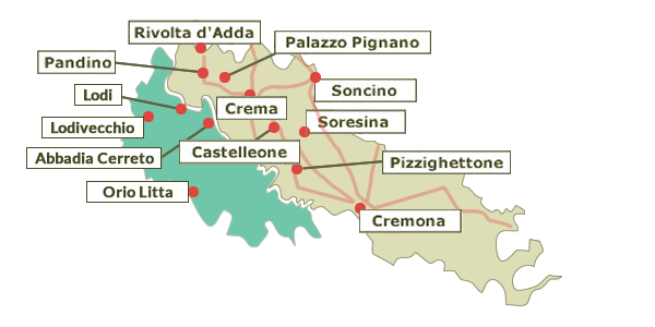Visita guidata (Soncino, Castelleone, Soresina, Pizzighettone, Cremona, Palazzo Pignano, Pandino, Rivolta d'Adda)